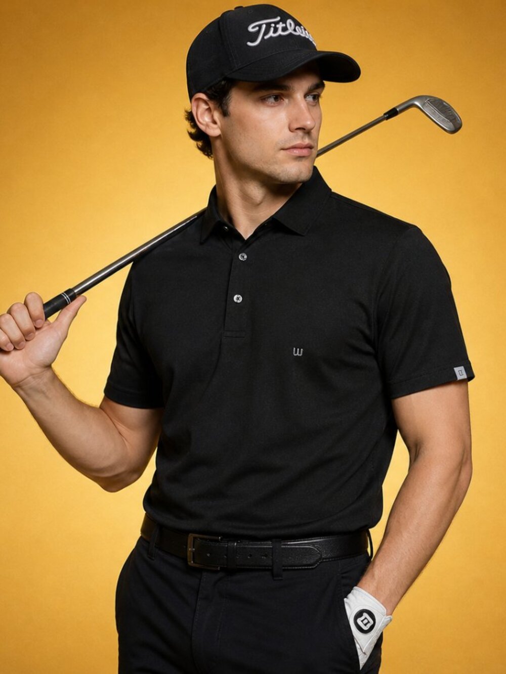 TravisMathew Mens Polo Shirt Black Short Sleeve Golf Casual Size L
